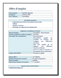 Emploi – peintre débutant