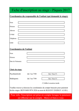 Fiche inscription - P&acirc;ques 2017