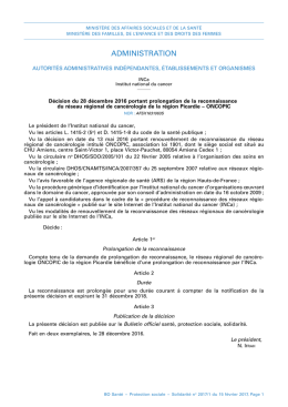 Décision du 28 décembre 2016 - Ministère des Affaires sociales et