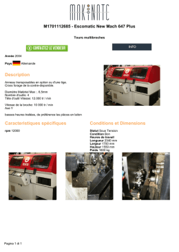 Description Caracteristiques spécifiques Conditions et Dimensions