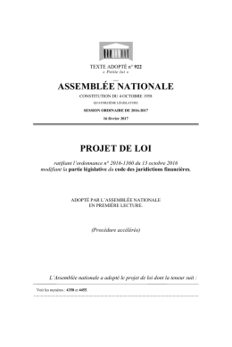 ASSEMBL&Eacute;E NATIONALE PROJET DE LOI