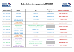 Dates limites des engagements BMX 2017