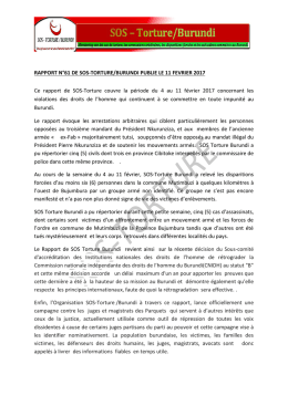 RAPPORT N°61 DE SOS-TORTURE/BURUNDI PUBLIE LE