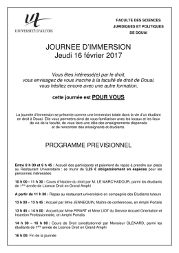 Programme 2017 - Journées d`Immersion 2016