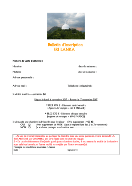 Bulletin d`inscription SRI LANKA