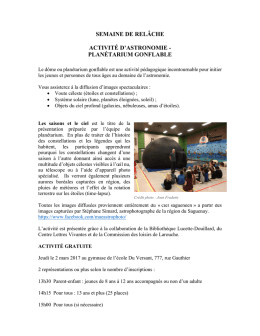 SEMAINE DE RELÂCHE ACTIVITÉ D`ASTRONOMIE