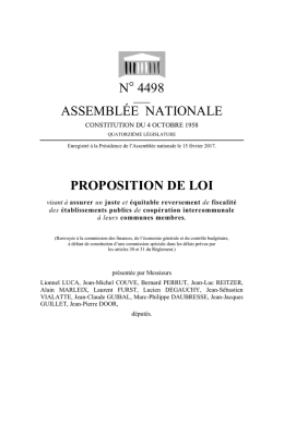 N&deg; 4498 ASSEMBL&Eacute;E NATIONALE PROPOSITION DE LOI