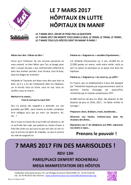 7 MARS 2017 FIN DES MARISOLDES !