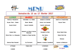 LUNDI MARDI JEUDI VENDREDI