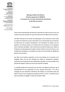 Message de Mme Irina Bokova, Directrice générale de l`UNESCO, à