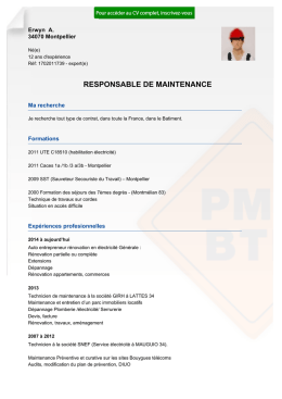 Recrutement CV RESPONSABLE DE MAINTENANCE
