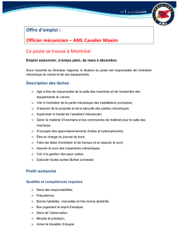 Offre d`emploi : Officier mécanicien – AML Cavalier Maxim Ce poste