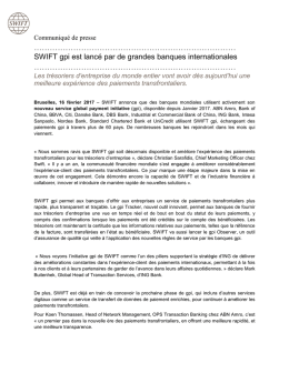 SWIFT gpi est lanc&eacute; par de grandes banques internationales