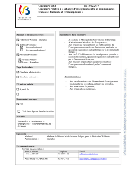 Circulaire 6062 du 15/02/2017 Circulaire relative à