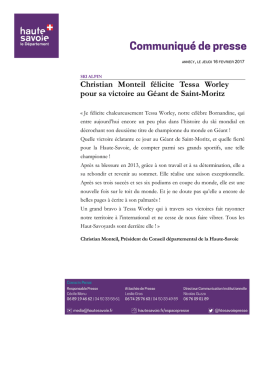 Christian Monteil félicite Tessa Worley pour sa victoire au Géant de