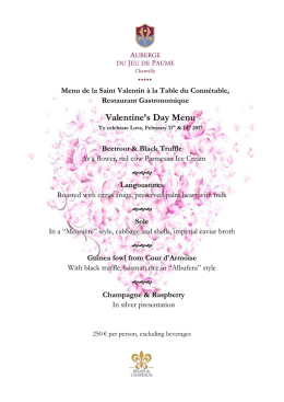 Valentine`s Day Menu - Auberge du Jeu de Paume