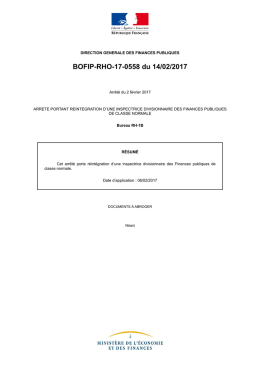 BOFIP-RHO-17-0558 du 14/02/2017 : Arrêté du 2 février 2017