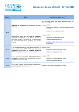 Echéancier Social et fiscal – Février 2017