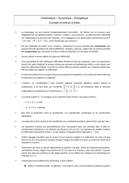 Cinématique – Dynamique – Energétique Conseils et