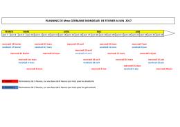 PLANNING DE Mme GERMAINE MONDEJAR DE FEVRIER A JUIN