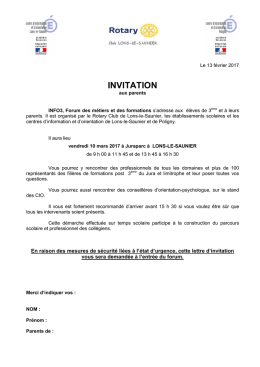 Lettre aux parents - Clg Xavier BICHAT