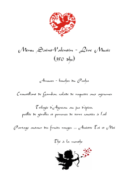 Menu Saint-Valentin - Le Comptoir du Pacha