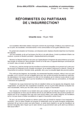 Réformistes ou partisans de l`insurrection