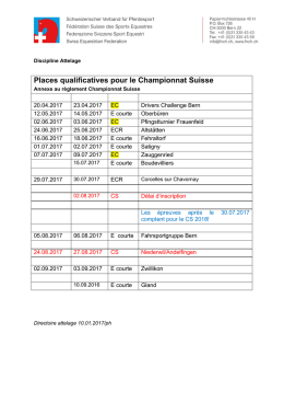 Places qualificatives pour le Championnat Suisse