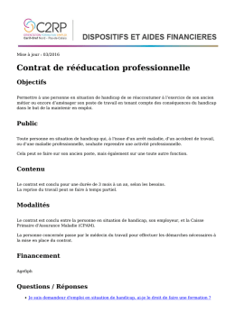 Contrat de r&eacute;&eacute;ducation professionnelle