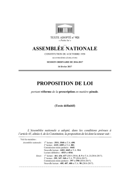ASSEMBLÉE NATIONALE PROPOSITION DE LOI