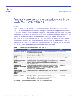 Annonce d`arr&ecirc;t de commercialisation et de fin de vie de Cisco VSM