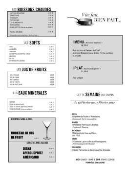 Carte du Lounge Bar