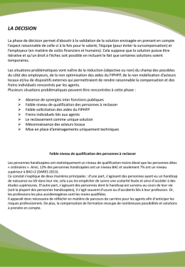 Faible niveau de qualification des personnes &agrave; reclasser