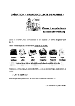 OP&Eacute;RATION &laquo; GRANDE COLLECTE DE PAPIERS &raquo; Classe
