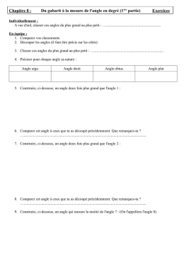 Chapitre 8 : Du gabarit à la mesure de l`angle en degré (1 ère partie