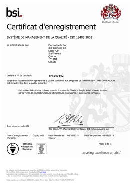 Certificat d`enregistrement