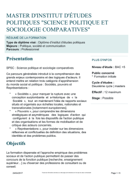 master d`institut d`études politiques "science politique et sociologie