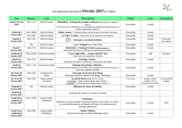 calendrier des animations 02.2017