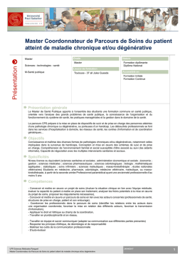 Master Coordonnateur de Parcours de Soins du patient atteint de