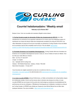 Courriel hebdomadaire / Weekly email