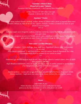 Valentine`s brunch menu 2017