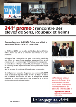 241e promo : rencontre des &eacute;l&egrave;ves de Sens, Roubaix - Unsa