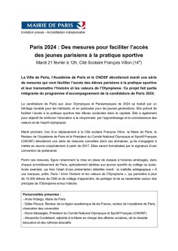 Paris 2024 : Des mesures pour faciliter l`accès des jeunes parisiens