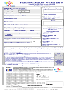 bulletin d`adhesion stagiaires 2016 2017
