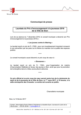 Prix d`encouragement à la jeunesse 2016