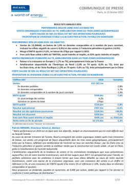 Communiqué - Résultat annuels 2016