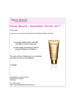 Newsletter 6 : (Re)découvrez Orexcellence Masque