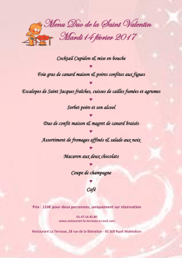 Menu Duo de la Saint Valentin