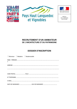 dossier d`inscription - Pays Haut Languedoc et Vignobles