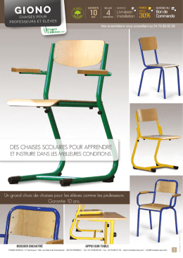 Giono, chaises pour professeurs et &eacute;l&egrave;ves